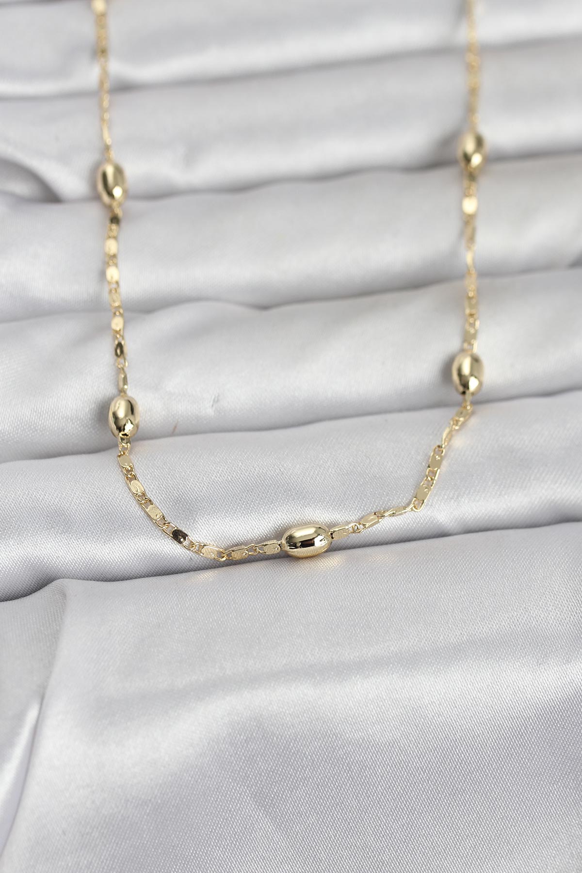1770128774-bko10977 CM 14K Gold Renk Damla Topçuklu Zincir Model 60 cm Kadın Kolye - Vipsepet - Görsel 1