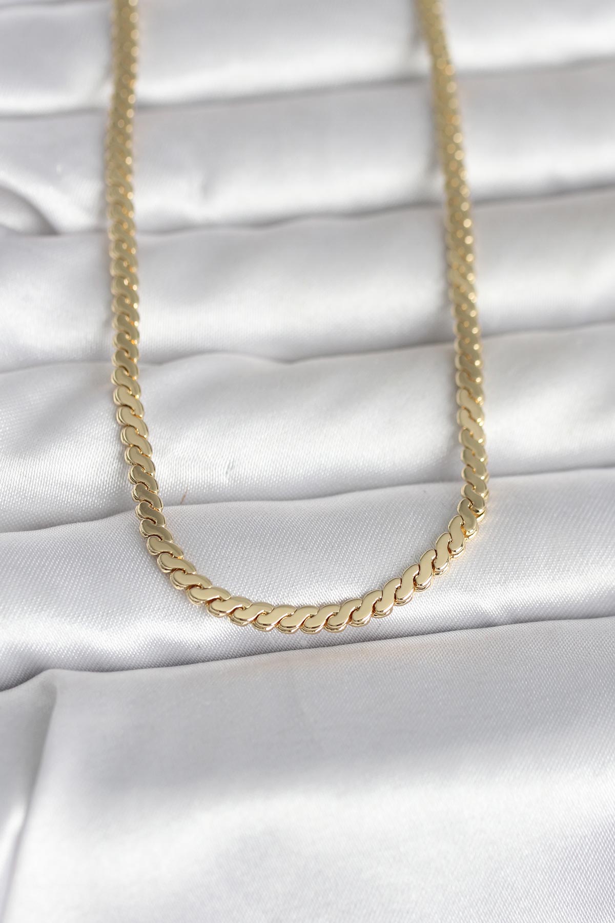 1770129122-bko10996 CM 14K Gold Renk Yassı Ezme Zincir Model 60 cm Kadın Kolye - Vipsepet - Görsel 1