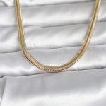 CM 14K Gold Renk Yassı Yılan Zincir Model 45 cm Kadın Kolye - Vipsepet