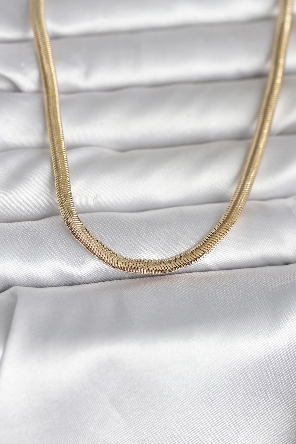 1770129302-bko11005 CM 14K Gold Renk Yassı Yılan Zincir Model 45 cm Kadın Kolye - Vipsepet - Görsel 1