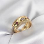 Gold Renk Zirkon Taşlı Vintage Kadın Yüzük - Vipsepet