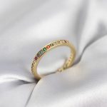 Gold Renk Sıralı Renkli Zirkon Taşlı Kadın Yüzük - Vipsepet