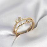 Gold Renk 2'li Zirkon Taşlı Kelebek Model Kadın Yüzük - Vipsepet