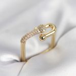 Gold Renk Zirkon Taşlı Tifani Model Kare Kadın Yüzük - Vipsepet