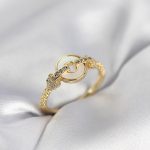 Gold Renk Daire Form Sedef ve Zirkon Taşlı Kadın Yüzük - Vipsepet