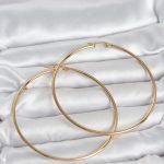 316L Çelik Gold Renk 70 mm Kadın Halka Küpe - Vipsepet