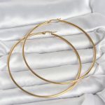 316L Çelik Gold Renk 80 mm Kadın Halka Küpe - Vipsepet