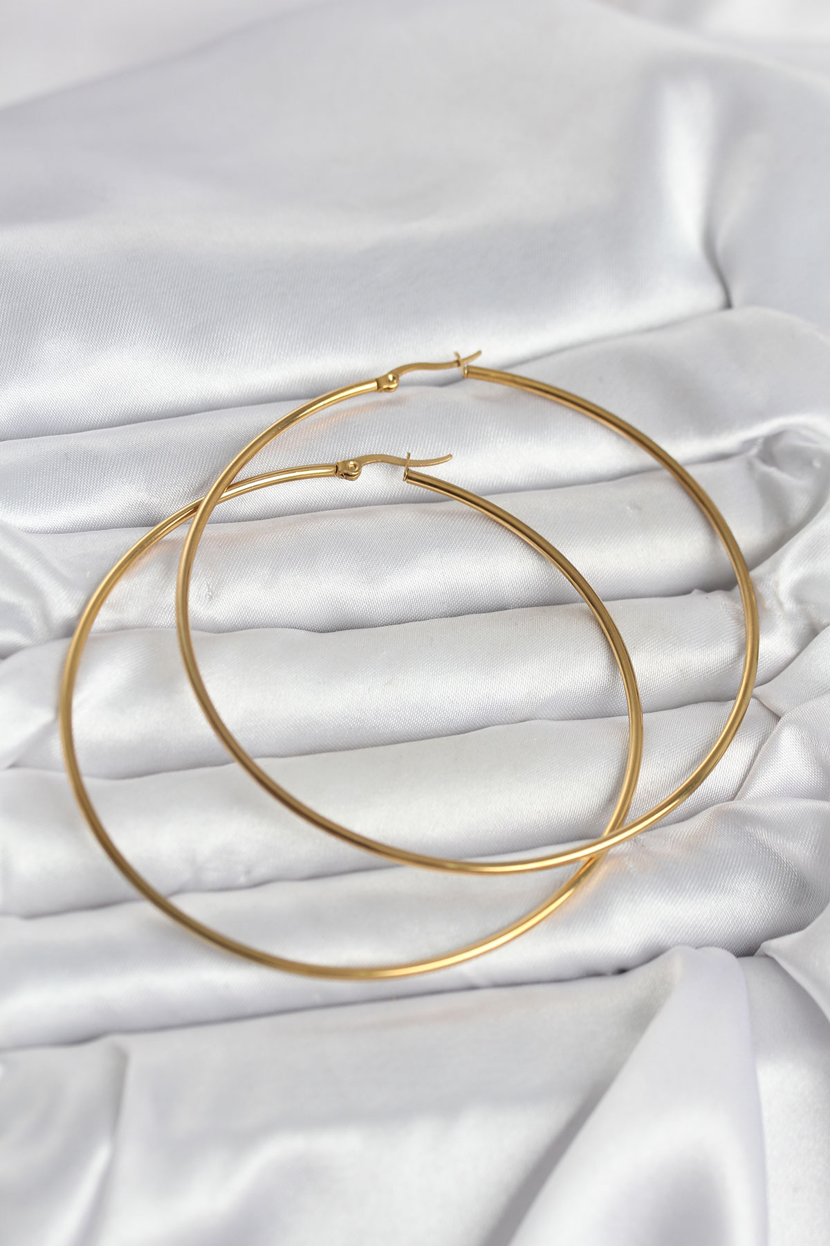 1771336777-bkp11688 316L Çelik Gold Renk 80 mm Kadın Halka Küpe - Vipsepet - Görsel 1