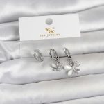 Pirinç Gümüş Renk Kelebek Model 3'lü Kadın Küpe - Vipsepet