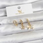 Pirinç Gold Renk Kelebek Model 3'lü Kadın Küpe - Vipsepet