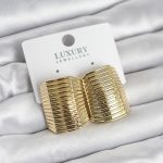 Gold Renk Pirinç Vintage Esintili Statement Küpe - Vipsepet