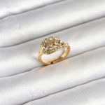 316L Çelik Gold Renk Zirkon Taşlı Kalp Model Kadın Yüzük - Vipsepet