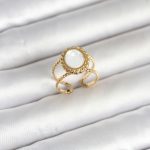 316L Çelik Gold Renk Sedefli Vintage Kadın Yüzük - Vipsepet