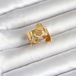 316L Çelik Gold Renk Lotus Model Kadın Yüzük - Vipsepet