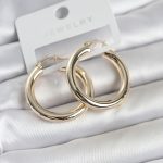 Gold Renk Pirinç Halka 30 mm Kadın Küpe - Vipsepet