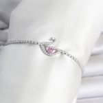 Pirinç Gümüş Renk Zirkon Taşlı Swan Model Su Yolu Kadın Bileklik - Vipsepet