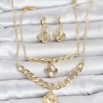 Gold Renk Pirinç Kolye Bileklik ve Küpe Seti - Vipsepet
