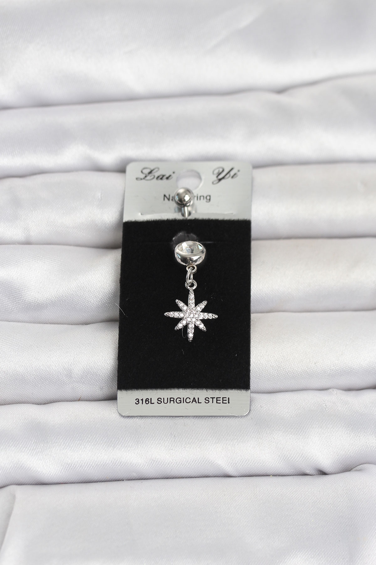 1778686108-81d658c0-pr1380 316L Cerrahi Çelik Sallantılı Kutup Yıldızı Model Göbek Piercing - Vipsepet - Görsel 1