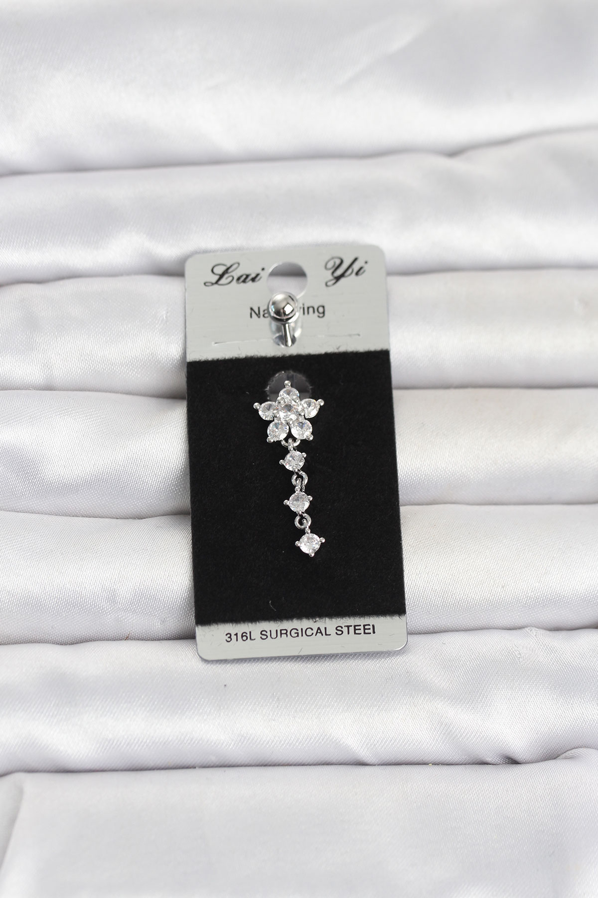 1778686113-45038227-pr1381 316L Cerrahi Çelik Sallantılı Çiçek Model Göbek Piercing - Vipsepet - Görsel 1