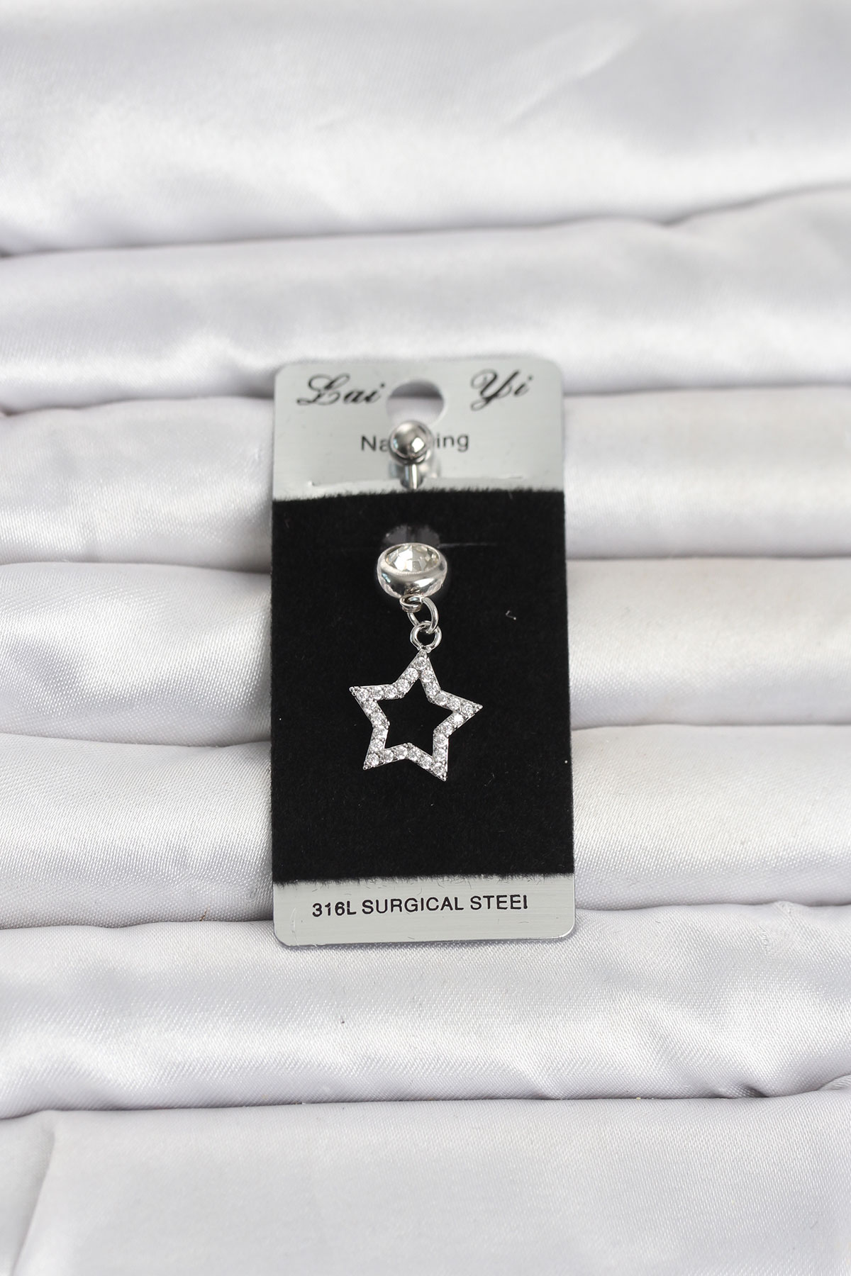 1778686141-03a57fa0-pr1386 316L Cerrahi Çelik Sallantılı Yıldız Model Göbek Piercing - Vipsepet - Görsel 1