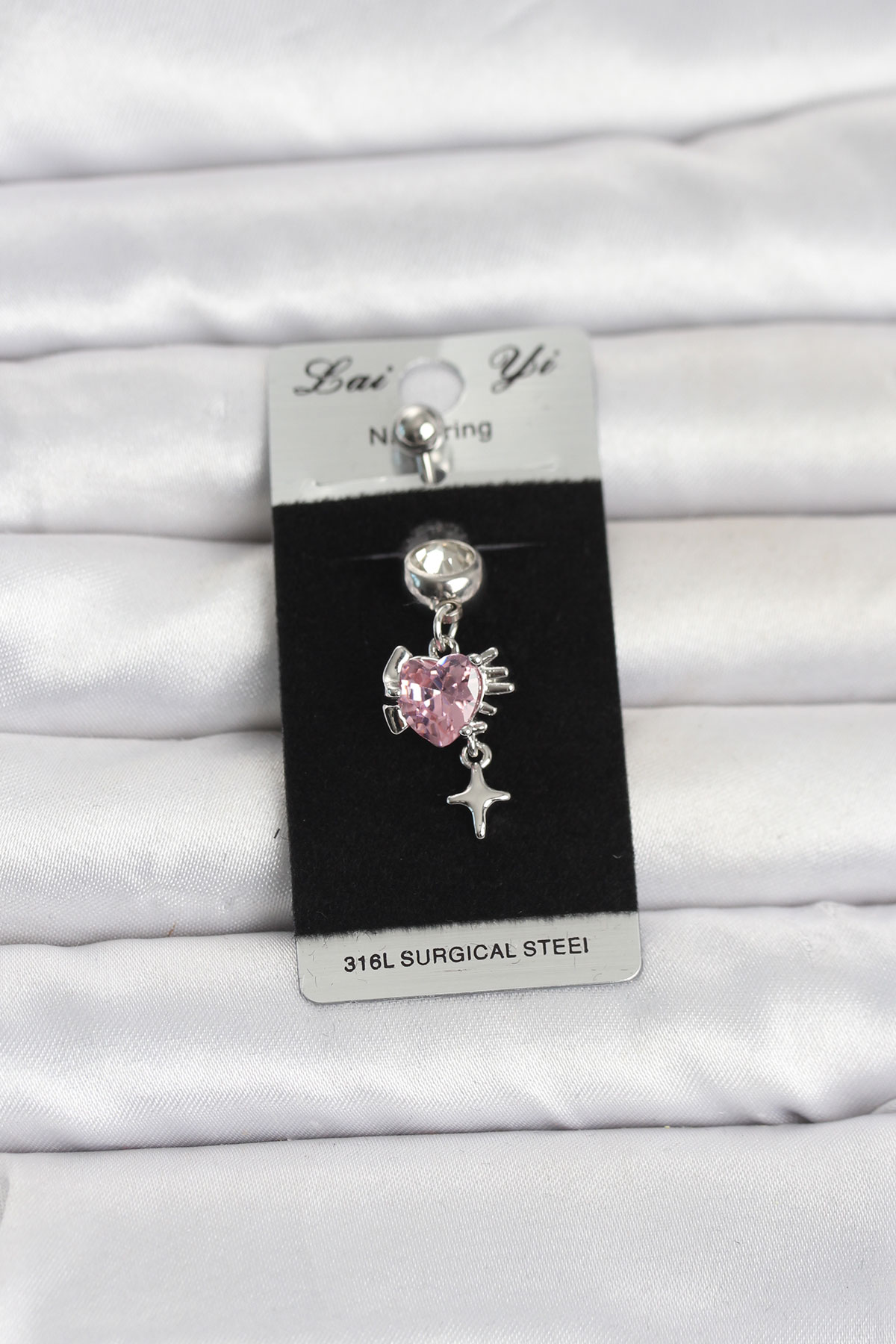 1778686266-e380e9b2-pr1408 316L Cerrahi Çelik Pembe Zirkon Taşlı Model Göbek Piercing - Vipsepet - Görsel 1