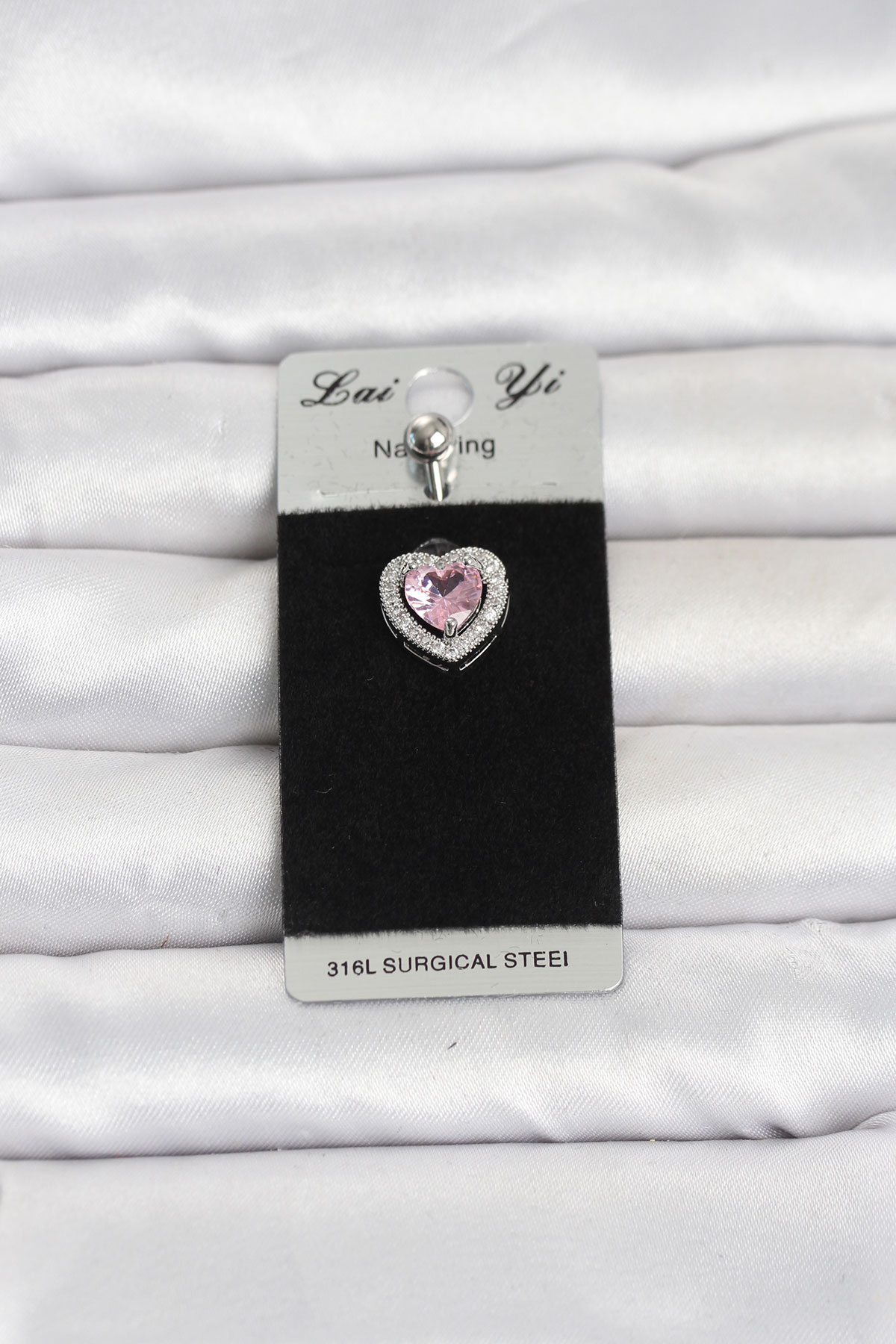 1778686280-3994c498-pr1411 316L Cerrahi Çelik Pembe Kalp Model Göbek Piercing - Vipsepet - Görsel 1