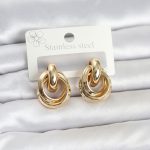 316L Çelik Gold Renk Halka Model Kadın Küpe - Vipsepet