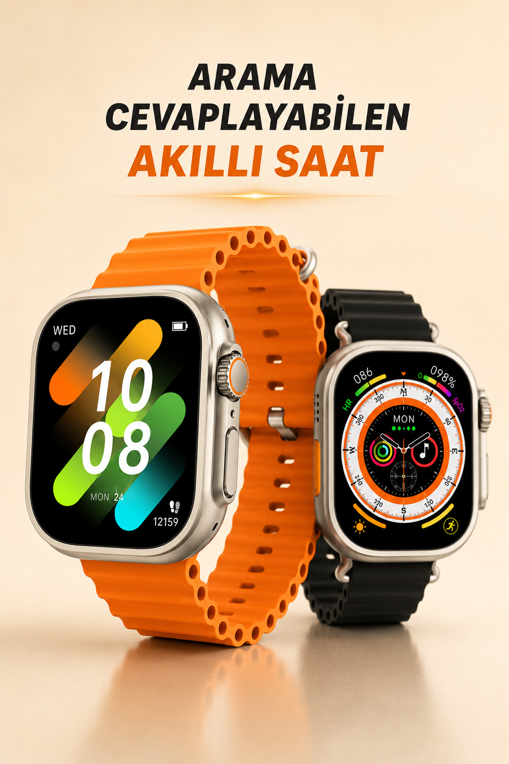 1a7c670a-328e-4a1b-be2d-a7ca6edee18e Kablosuz Şarjlı, Çağrı ve Müzik Kontrolü Sağlayan Akıllı Saat - Vipsepet - Görsel 1
