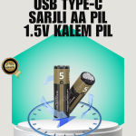 1.5V AA Şarjlı Lityum Pil | 1000+ Kez Şarj Edilebilir | Hızlı Type-C Şarj (2 Adet) - Vipsepet