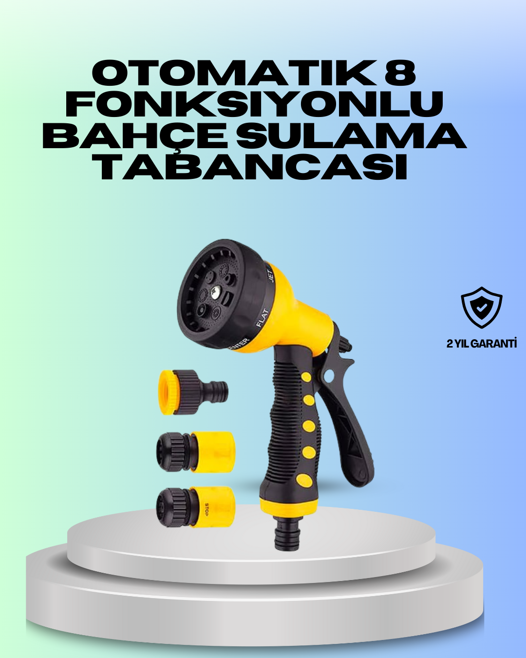 2-10 Ayarlanabilir Basınçlı 8 Modlu Bahçe Sulama Tabancası Hortum Aparatı - Vipsepet - Görsel 1