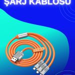 3 İn 1 Süper Hızlı Şarj Kablosu Android ve İOS Uyumlu Silikon Şarj Kablosu - Vipsepet