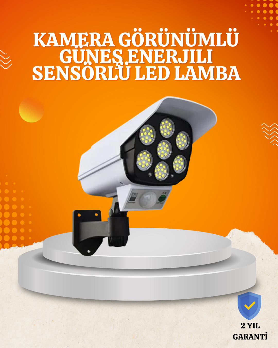 2-100 Solar Şarjlı Hareket Sensörlü LED Dış Mekan Lambası Kamera Tasarımlı Güvenlik Işığı - Vipsepet - Görsel 1