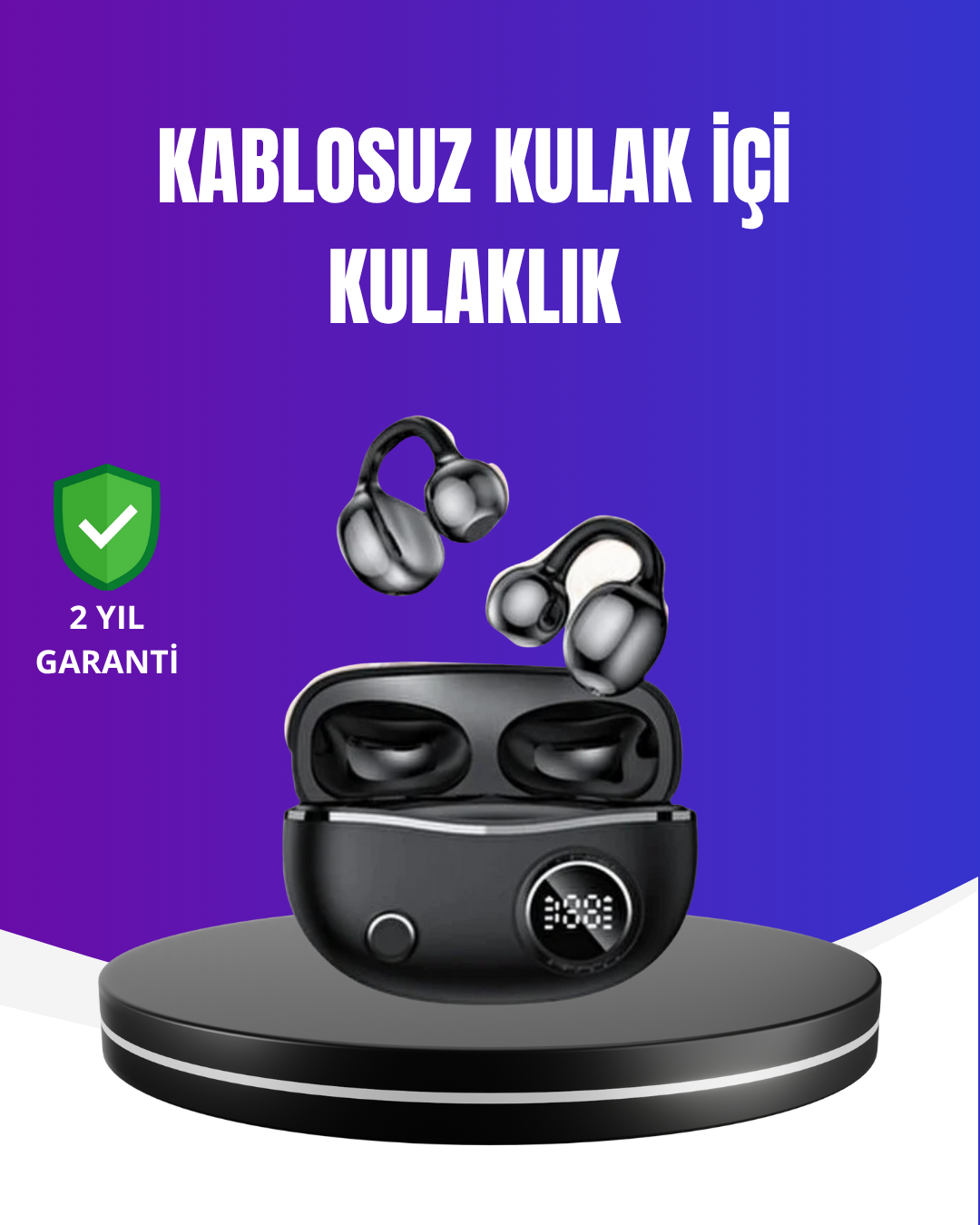 2-104 Ergonomik Klipsli Kablosuz Kulaklık – 30 Saat Pil ve Dokunmatik Kontrol Özelliği - vipsepet - Görsel 1