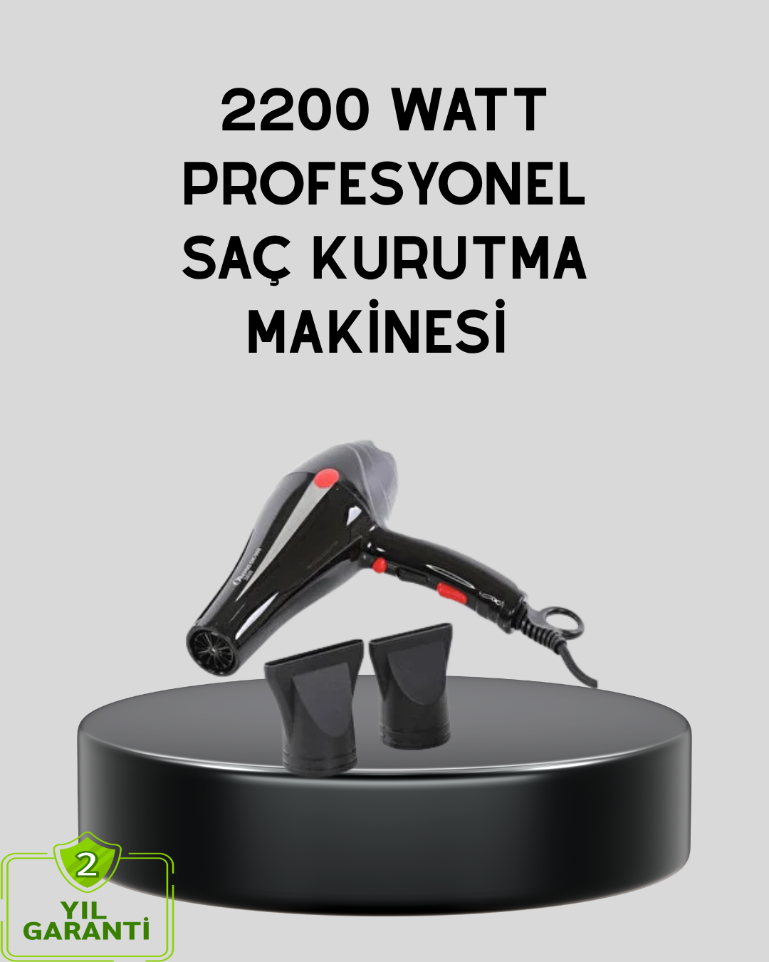 2-106 Profesyonel 2200W Fön Makinesi – AC Motorlu, Hızlı Kurutma, Hafif Tasarım - Vipsepet - Görsel 1