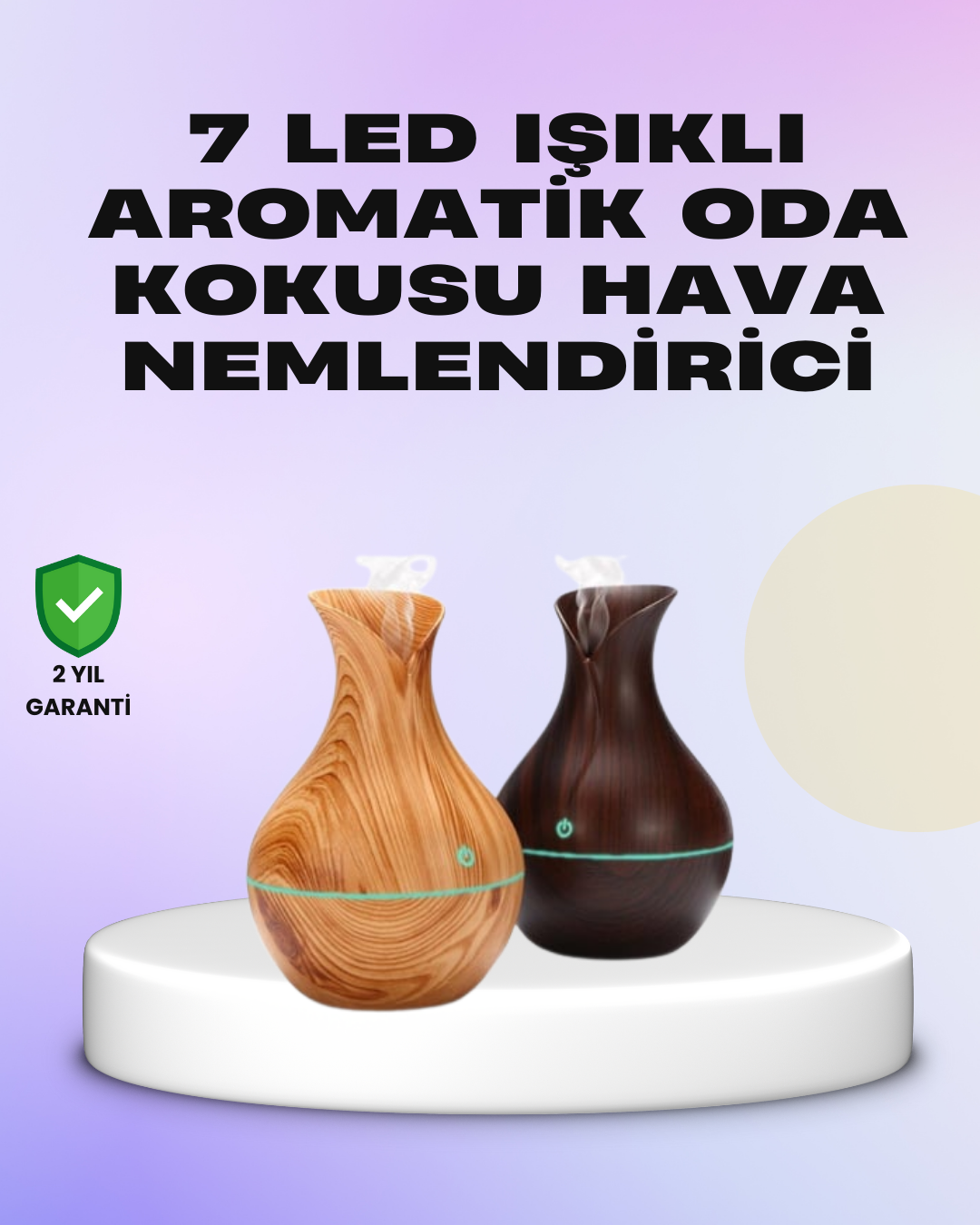 2-110 Ultrasonik Ahşap Desenli 130ml Aromaterapi Difüzör ve Hava Nemlendirici - Vipsepet - Görsel 1