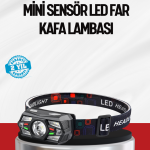 Sensörlü LED Kafa Lambası Kırmızı Beyaz Işık Ayarlanabilir - Vipsepet