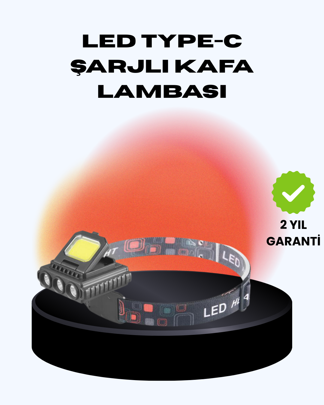 2-113 COB + XPE LED Kafa Feneri 800 Lumen USB Type C Şarjlı Çok Modlu - vipsepet - Görsel 1