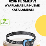 Üç Renkli LED Kafa Feneri 53 Mod Güç Göstergeli Type C Şarjlı - vipsepet
