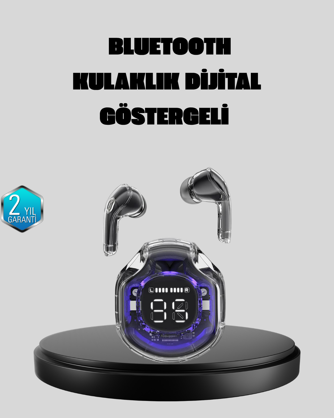 2-118 ENC Mikrofonlu Kablosuz Kulaklık Dokunmatik Kontrol ve LED Ekran Şarj Kutulu - vipsepet - Görsel 1