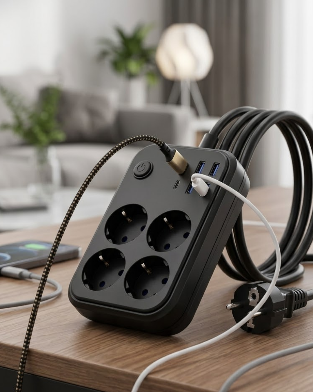 2-12 Akım Korumalı Çoklu Priz 4 USB 2 Type C 4 Priz Güvenli ve Hızlı Şarj - Vipsepet - Görsel 1