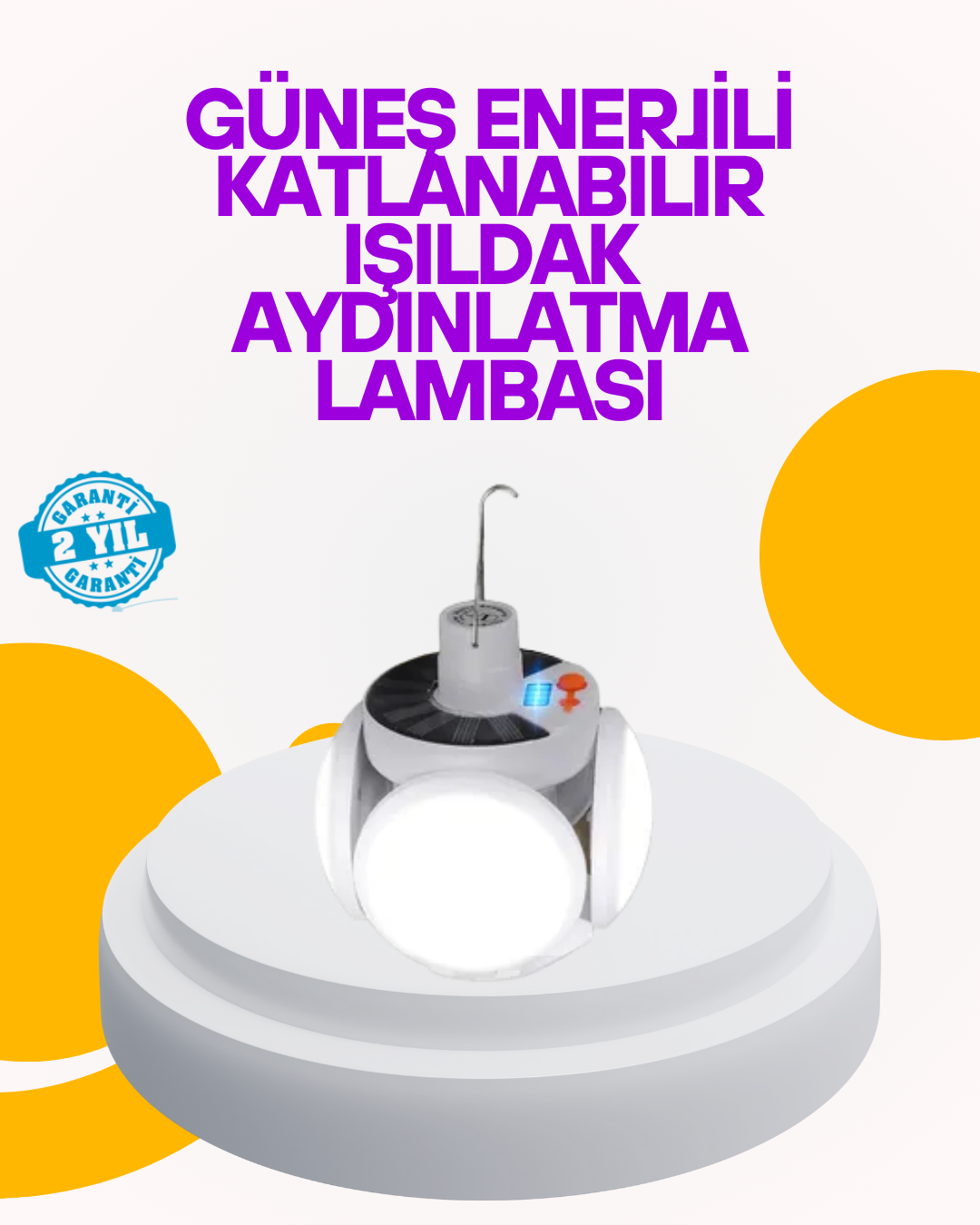 2-121 Solar Enerjili Katlanabilir Led Kamp ve Bahçe Lambası - Vipsepet - Görsel 1