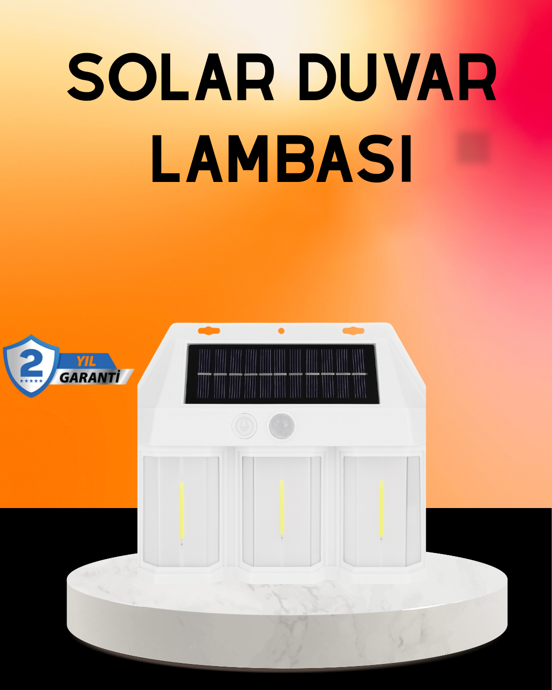 2-131 Güneş Enerjili 3 Modlu Duvar Apliği – Bahçe ve Garaj Aydınlatması - Vipsepet - Görsel 1
