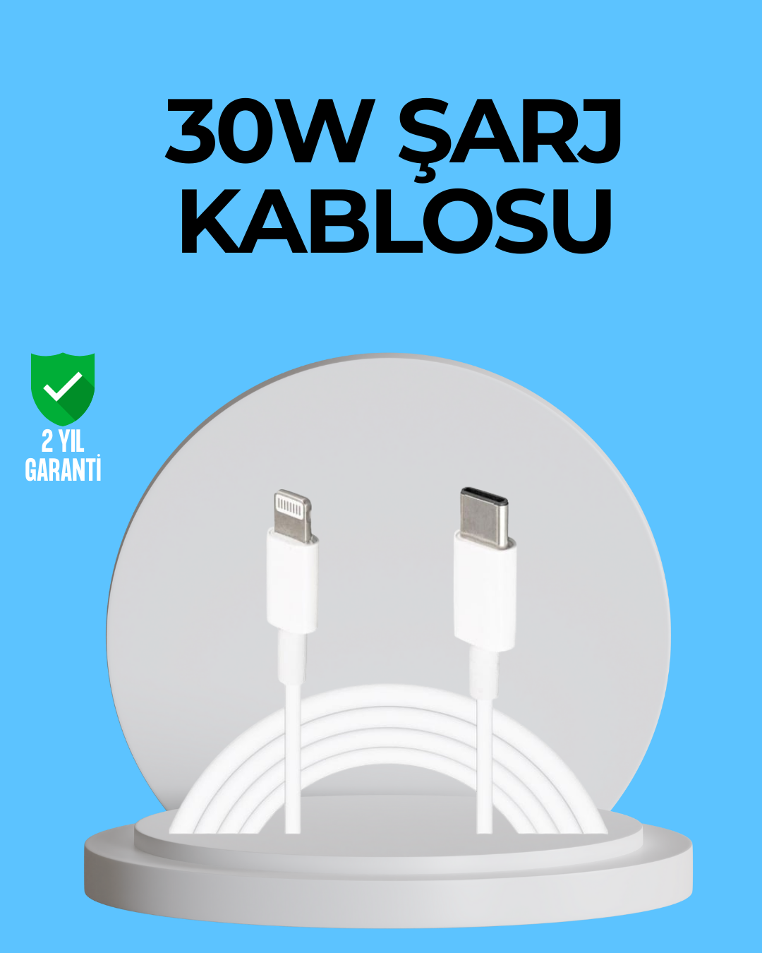 2-132 Dayanıklı TPE Lightning Kablo – 30W Hızlı Şarj ve Veri Transferi - Vipsepet - Görsel 1