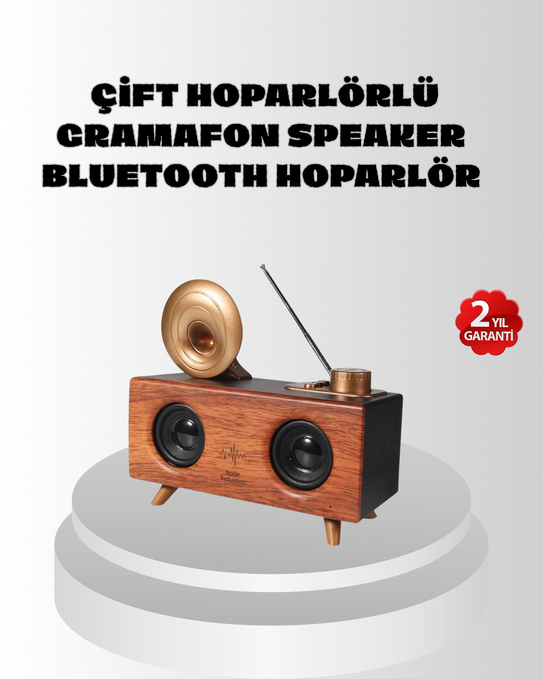 2-132 Çift Hoparlörlü Retro Bluetooth Speaker 1800mAh Bataryalı AUX USB SD Kartlı - Vipsepet - Görsel 1
