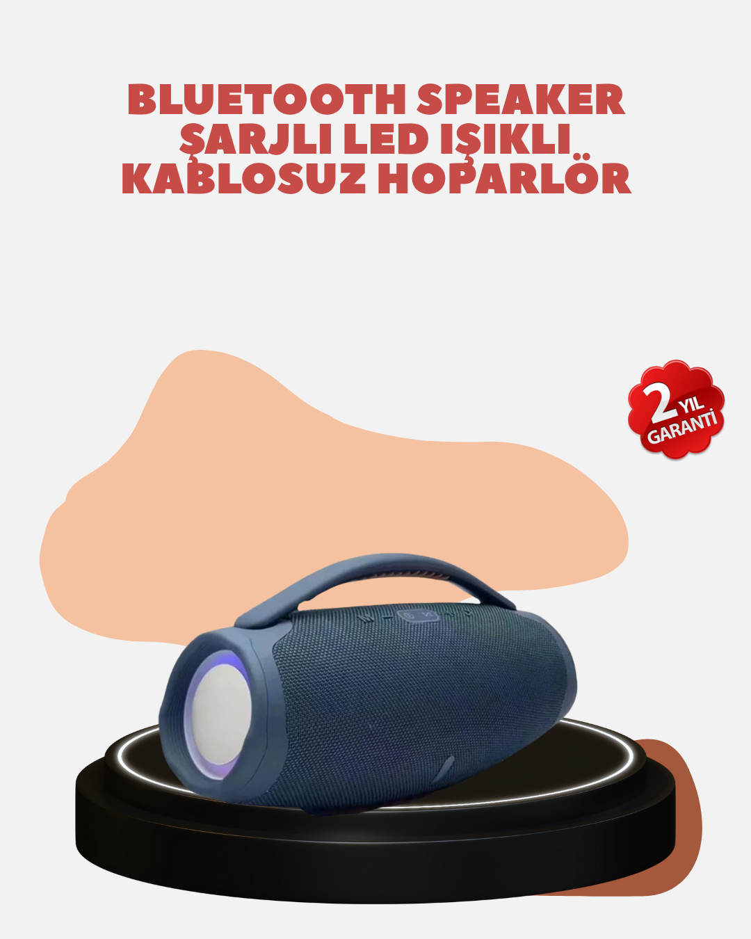2-134 Renkli LED Efektli Suya Dayanıklı Taşınabilir Kablosuz Hoparlör - Vipsepet - Görsel 1