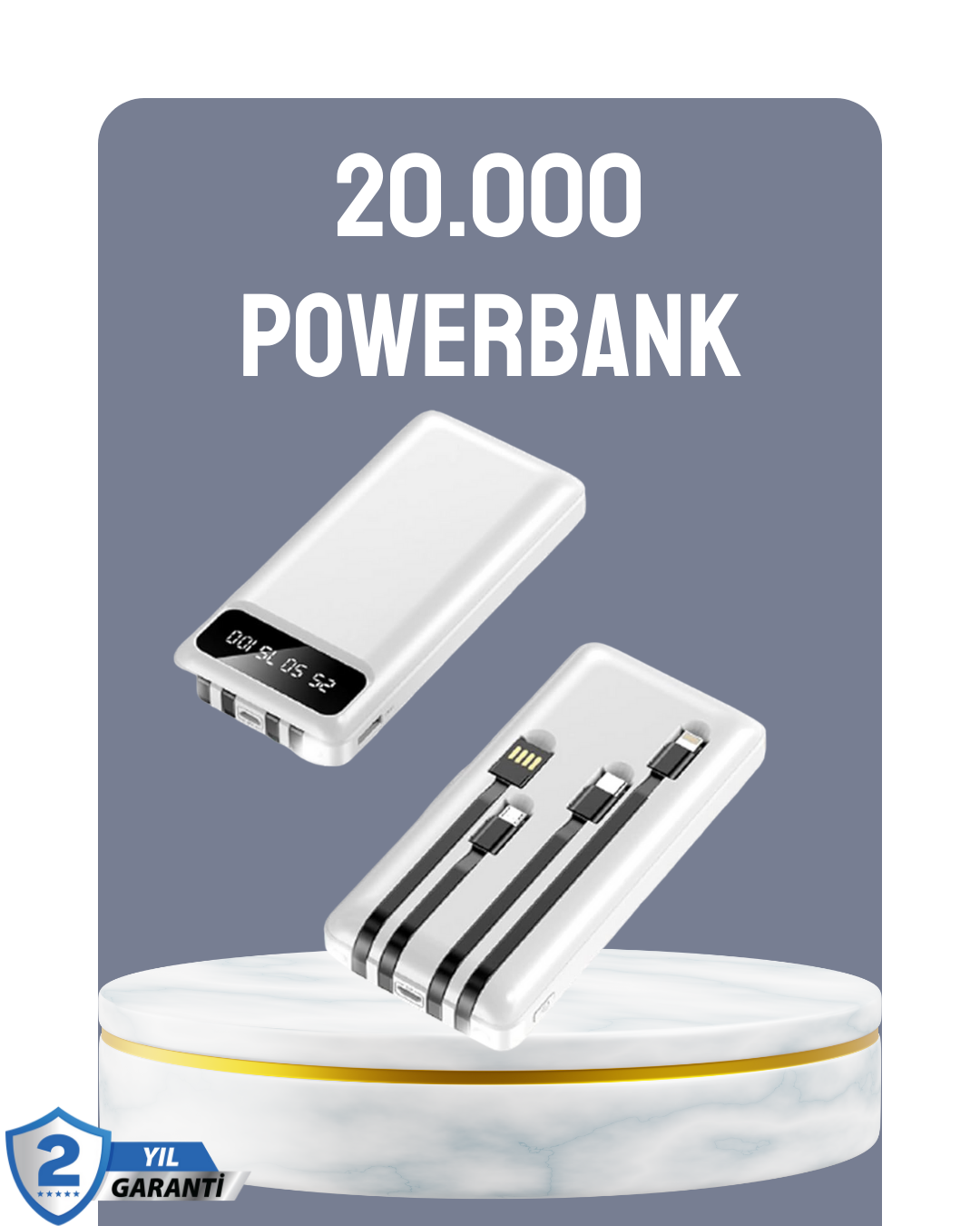2-137 Hızlı Şarj Destekli 20.000mAh Powerbank USB Type-C Lightning LCD - vipsepet - Görsel 1