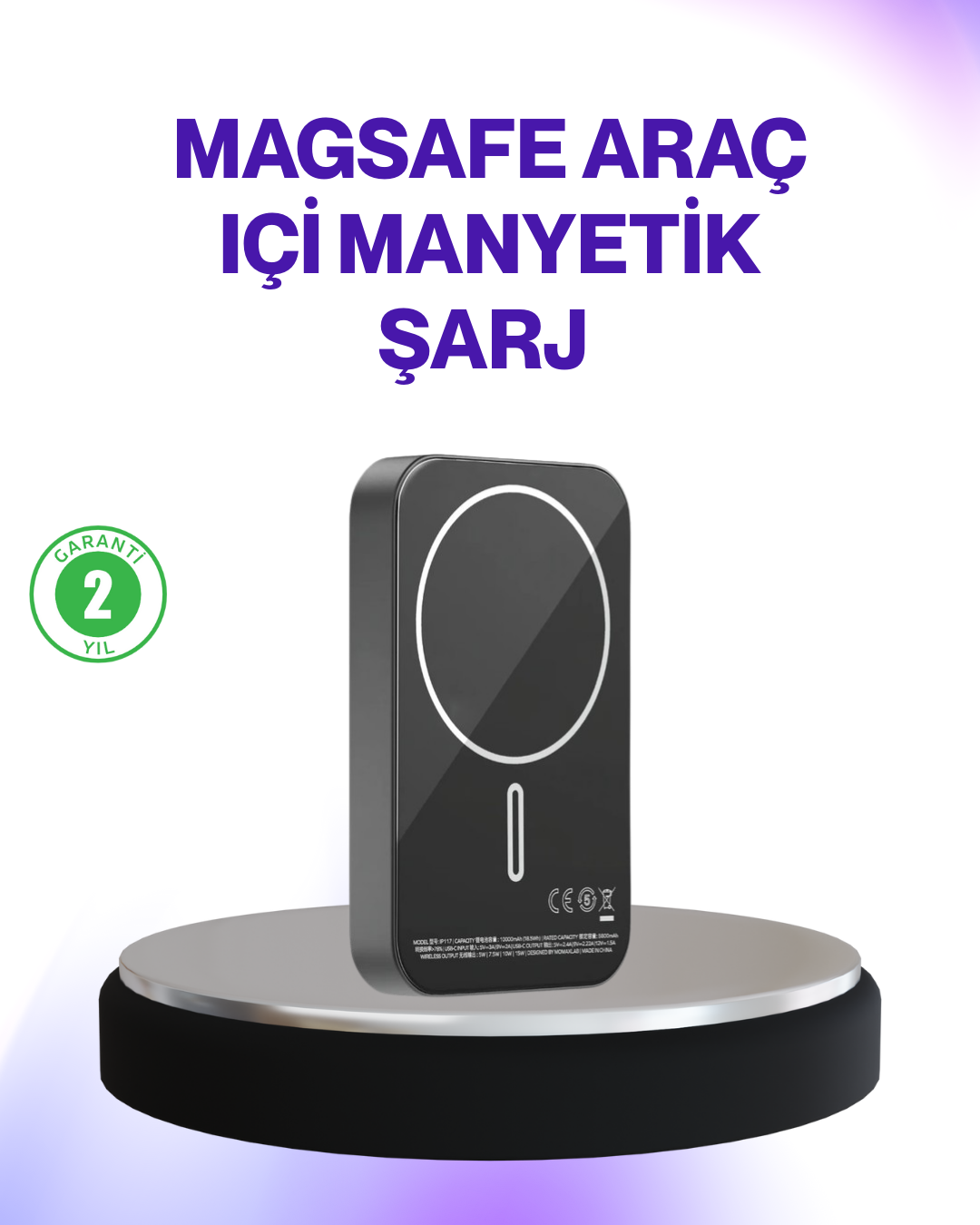 2-138 Mıknatıslı MagSafe Uyumlu Araç Tutucu Kablosuz Şarj Destekli - vipsepet - Görsel 1