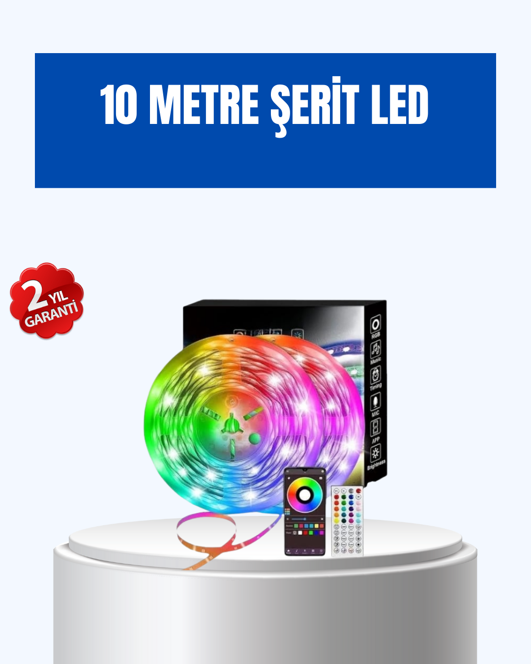 2-139 Sese Duyarlı 10M Smart Şerit Led IOS Android Kontrollü RGB Işık - Vipsepet - Görsel 1