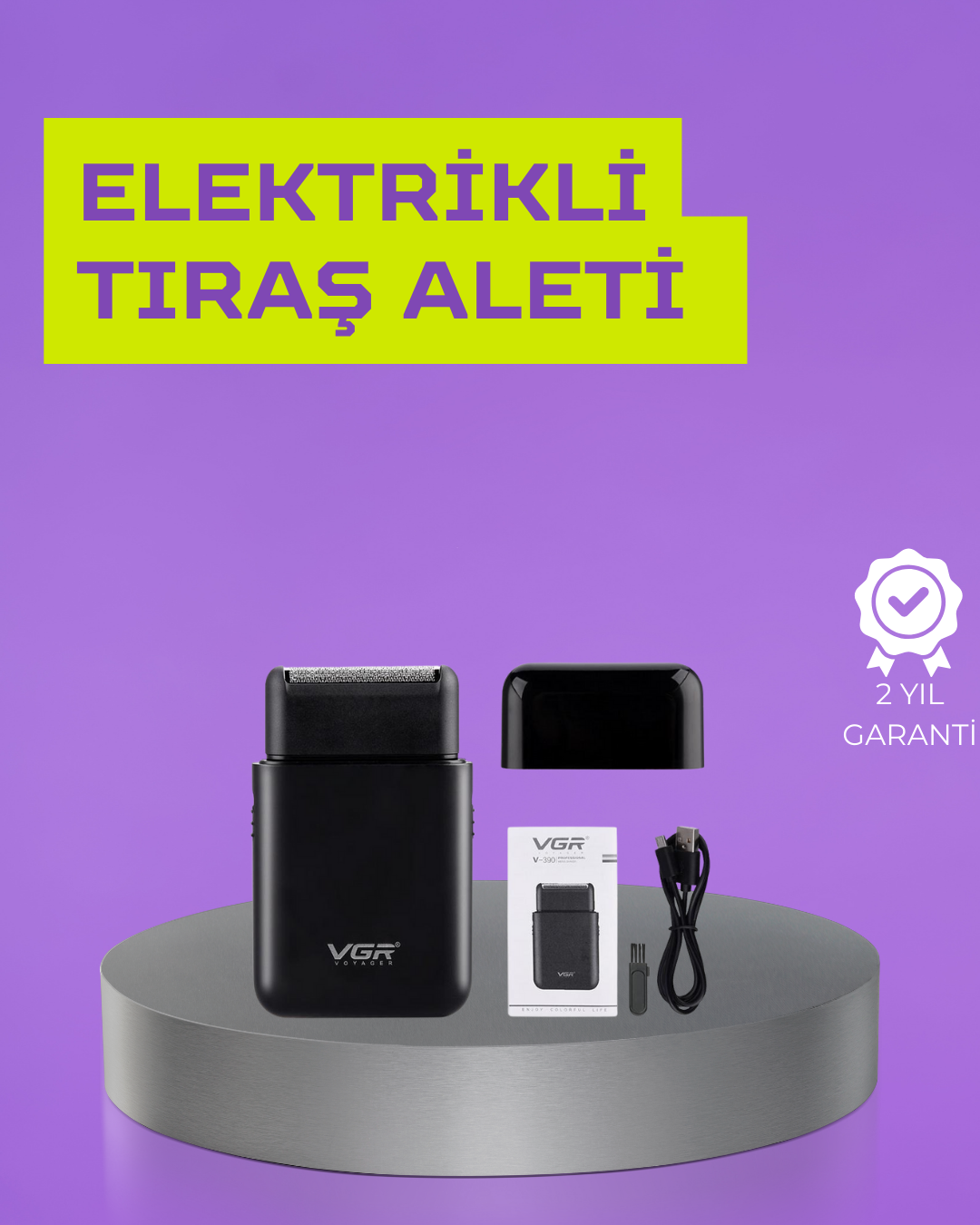 2-144 Kart Tasarımlı Şarjlı Tıraş Makinesi | 2 Başlıklı Hassas Kesim - vipsepet - Görsel 1