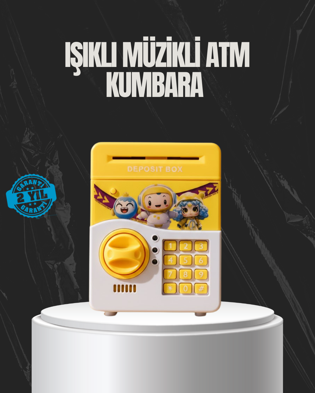 2-147 Sarı Renk Otomatik Para Çeken Şifreli Çocuk Kumbarası - Vipsepet - Görsel 1